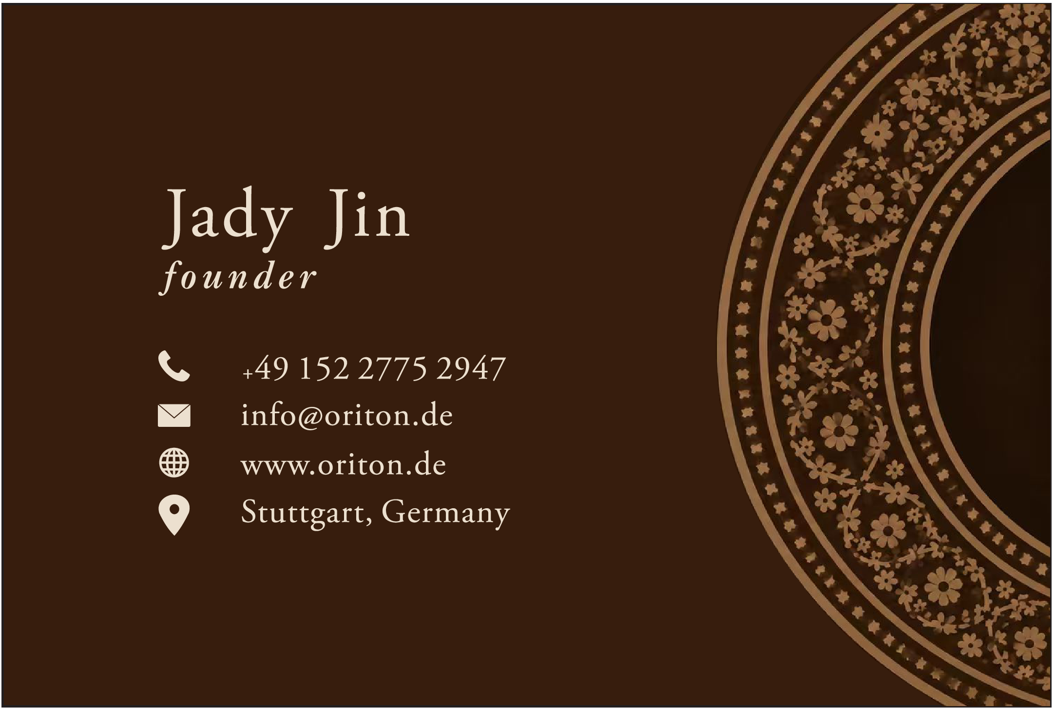 ORITON – Lady Jin – Founder – Contact